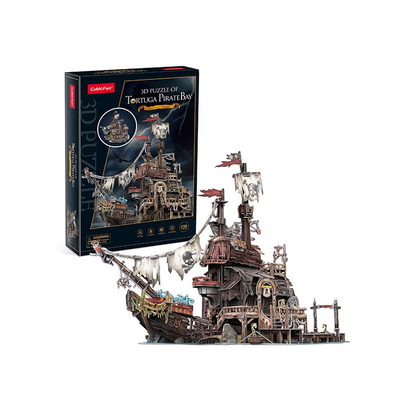 CubicFun - Puzzle 3D Pirátský přístav Tortuga 218 dílků