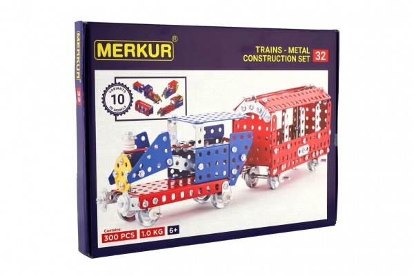 Merkur Toys Stavebnice MERKUR 032 Železniční modely 10 modelů 300ks v krabici 36x27x3cm