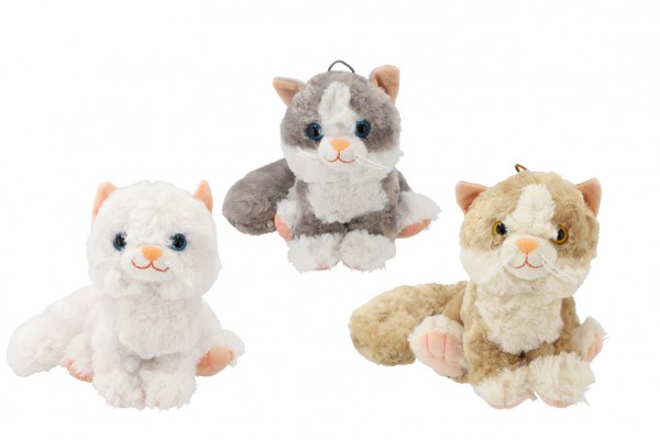 Teddies Kočka sedící plyš 20cm se zvukem 3 barvy 0+