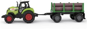 Farm Service Traktor s valníkem na dřevo 1:43 se zvukem a světlem