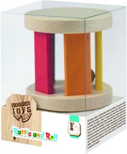 Trefl Chrastítko s kuličkou dřevěné Wooden Toys v krabičce 10x7x7cm 6m+