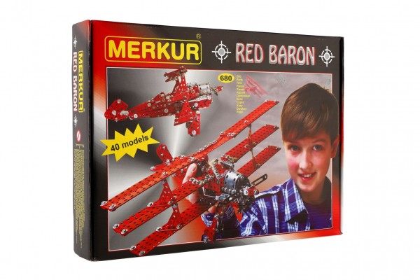 Merkur Toys Stavebnice MERKUR Red Baron 40 modelů 680ks v krabici 36x27cm