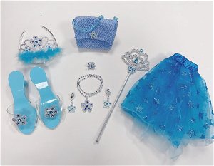 Alltoys Set pro princeznu modrý, sukýnka, pantoflíčky, kabelka