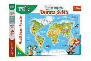 Trefl Puzzle Treflíci poznávají Zvířata světa 48 dílků 60x40cm v krabici 33x23x6cm