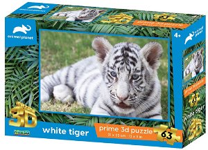PRIME 3D PUZZLE - Bílý tygr 63 dílků
