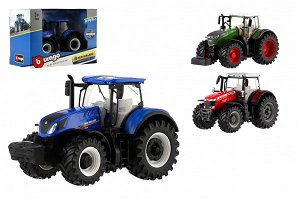 Teddies Traktor Bburago Fendt 1050 Vario/New Holland kov/plast 13cm 2 druhy v krabičce 15x11x8cm