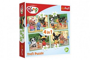 Trefl Puzzle 4v1 Bingův šťastný den 28,5x20,5cm v krabici 28x28x6cm