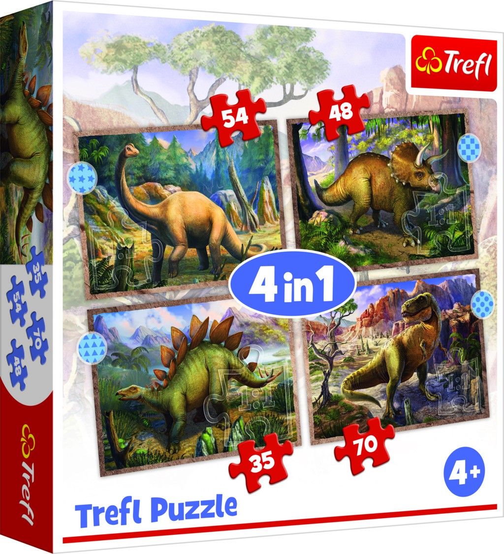 Trefl Puzzle 4v1 Dinosauři