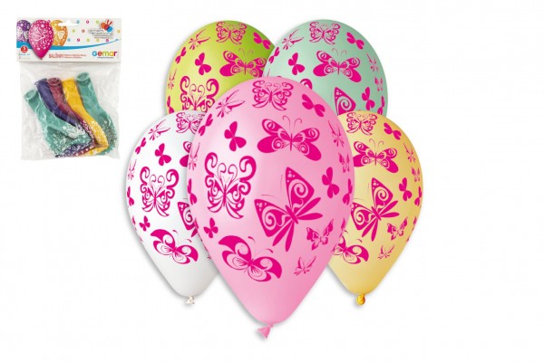 Smart Balloons Balonek/Balonky nafukovací motýl 12'' průměr 30cm 5ks v sáčku