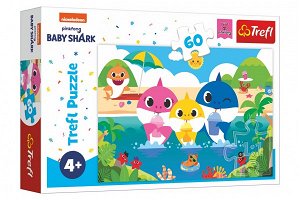 Trefl Puzzle Žraločí rodinka na dovolené/Baby Shark 33x22cm 60 dílků v krabičce 21x14x4cm