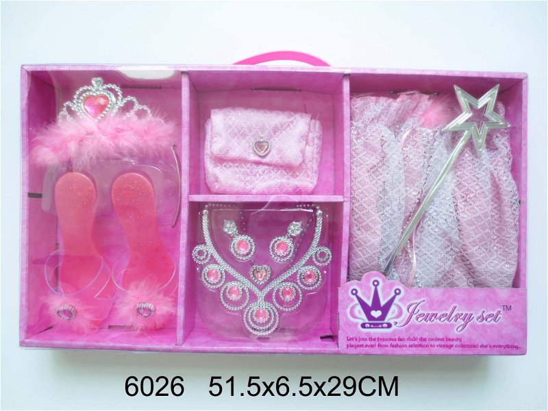 Alltoys Set pro princeznu růžový, sukýnka, pantoflíčky, kabelka