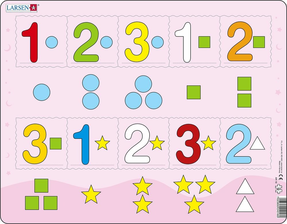Larsen Puzzle Čísla 1-3 s grafickými znaky 10 dílků