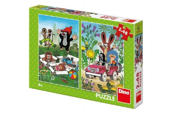 Dino Puzzle Krtek se Raduje 2x48 dílků 18x26cm v krabici 27x19x4cm