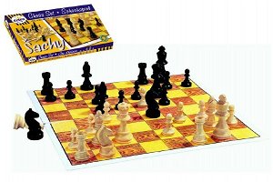 Detoa Šachy dřevěné figurky společenská hra v krabici 37x22x4cm