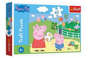 Trefl Puzzle Prasátko Peppa/Peppa Pig Zábava s přáteli 33x22cm 60 dílků v krabičce 21x14x4cm
