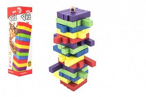 Bonaparte Hra věž dřevěná 60ks barevných dílků společenská hra hlavolam v krabičce 7,5x27,5x7,5cm