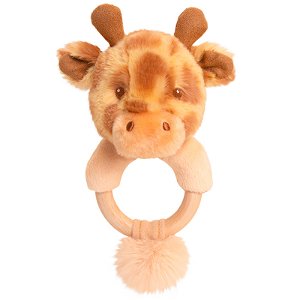 Keel Toys Plyšák KEEL SE6719 - Plyšový chrastící kroužek žirafa 14 cm