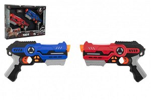 Teddies Pistole 2ks laser game plast 25cm na baterie se zvukem a se světlem v krabici 46x33x6cm
