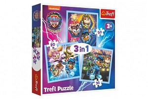 Trefl Puzzle 3v1 Mocná štěňata Tlapková patrola 20x19,5cm v krabici 28x28x6cm