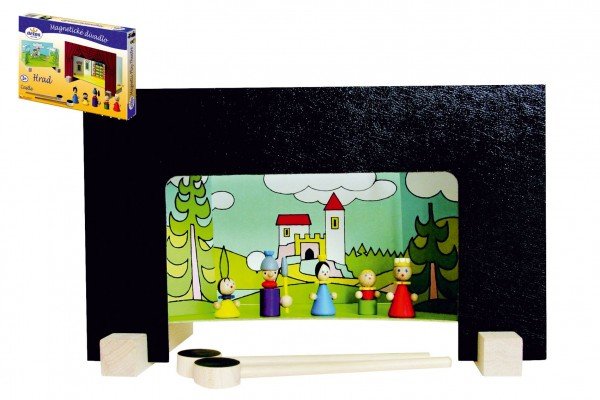 Detoa Divadlo Hrad magnetické dřevěné s figurkami v krabici 33,5x20x3,5cm