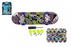 Teddies Skateboard prstový šroubovací plast 9cm s doplňky mix barev na kartě 12,5x17x3cm