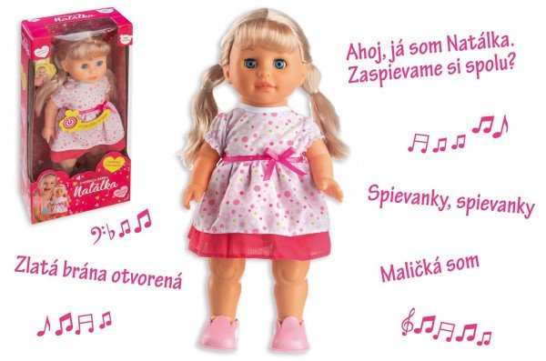 Teddies Panenka Natálka chodiaci a slovensky spievajúc plast 42cm na batérie so zvukom v krabici 21x44x11cm