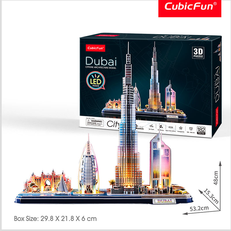 Sparkys Puzzle 3D Dubai s LED světlem - 182 dílků