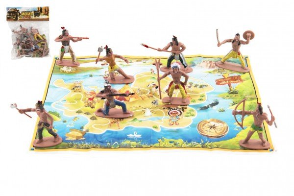 Teddies Figurky indiáni s mapou plast 6cm v sáčku