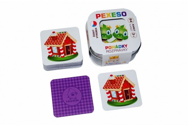 Teddies Pexeso Pohádky 64 karet společenská hra v plechové krabičce 6,5x6,5x4cm (1 ks)
