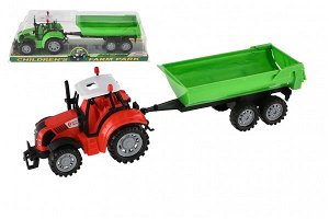 Teddies Traktor s vlekem a výklopkou plast 35cm 2 barvy na setrvačník v blistru