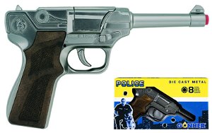Alltoys Gonher Policejní pistole stříbrná kovová 8 ran