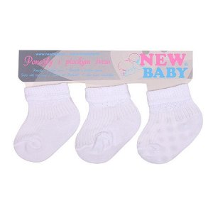 Kojenecké pruhované ponožky New Baby bílé - 3ks, vel. 56 (0-3m)