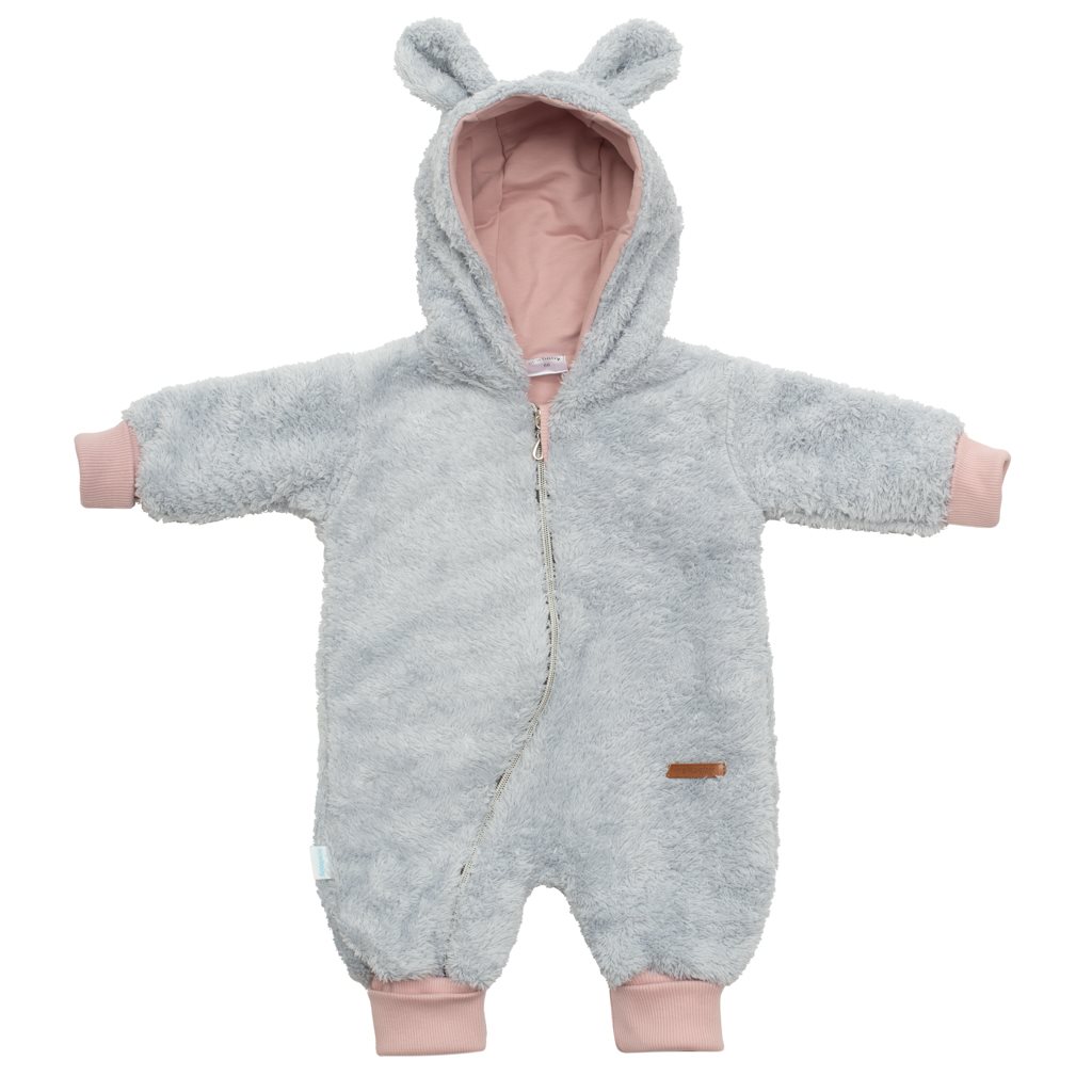 Luxusní dětský zimní overal New Baby Teddy bear šedo růžový, vel. 68 (4-6m)