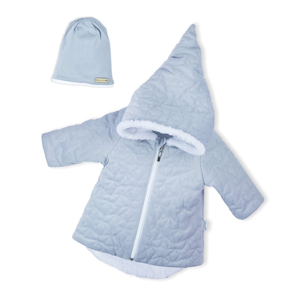 Zimní kojenecký kabátek s čepičkou Nicol Kids Winter šedý, vel. 68 (4-6m)