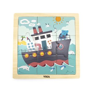 Dřevěné puzzle pro nejmenší Viga 9 ks Loď
