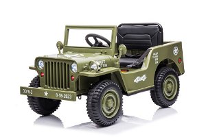 Dětský elektrický vojenský jeep willys SMALL 4x4 světle zelený J-PA0263 JZ
