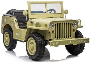 Dětský elektrický vojenský jeep willys 4x4, 4x45W khaki PA.JH-101.BEZ