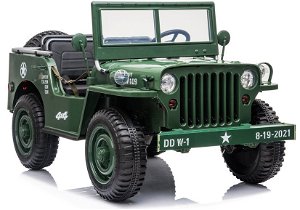 Tomido Dětský elektrický vojenský jeep willys 4x4 zelený PA.JH-101.BEZ