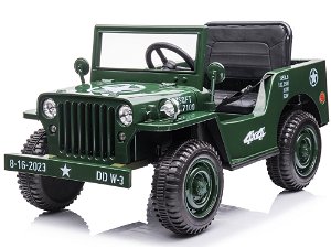 Dětský elektrický vojenský jeep willys SMALL 4x4 tmavě zelený J-PA0263 ZI