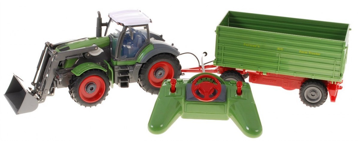 Ramiz RC traktor se zeleným přívěsem 1:28 27MHz ZRC.QY8301AG
