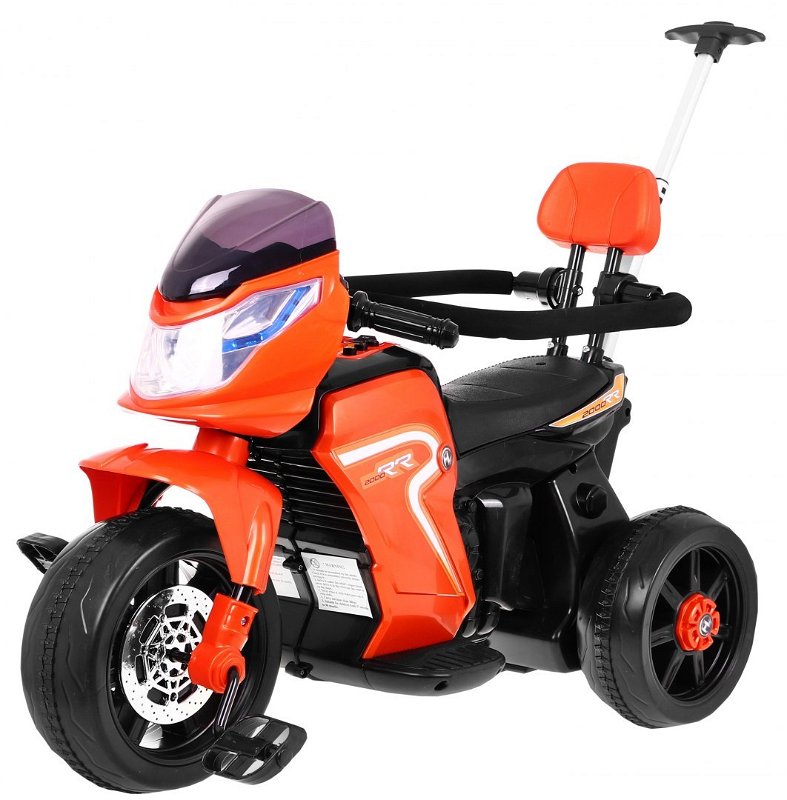 Elektrická motorka s vodicí tyčí 3v1 oranžová PA.HL108.POM