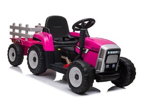 Elektrický traktor s vlečkou růžový PA0242