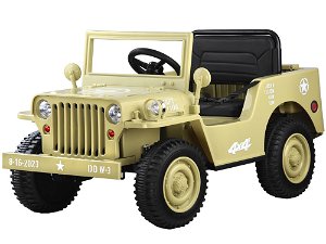 Dětský elektrický vojenský jeep willys SMALL 4x4 béžový J-PA0263 BE