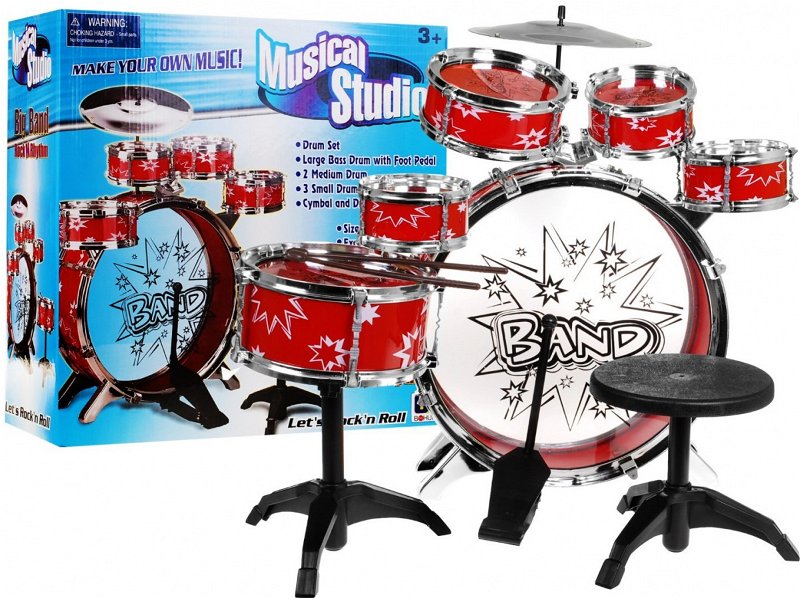 Bohui Toys Dětská bicí souprava – bubny pro kluky červená 28875A