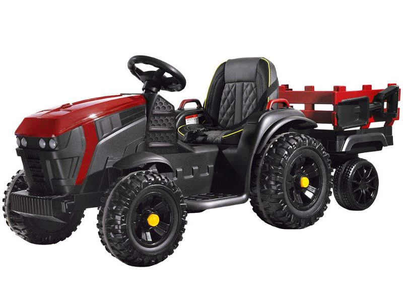 Elektrický farmářský traktor s přívěsem červený PA0240