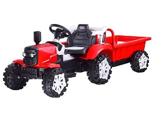 Elektrický traktor s přívěsem - červený