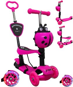 Dětská tříkolová koloběžka R-Sport 5v1 - růžová