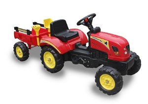 Šlapací traktor Branson s přívěsem - červený