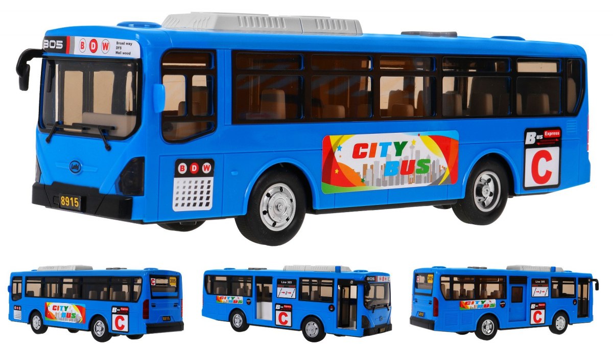 Velký hrací školní autobus - modrý