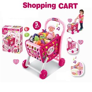  Dětský nákupní vozík se zvuky 3v1 růžový